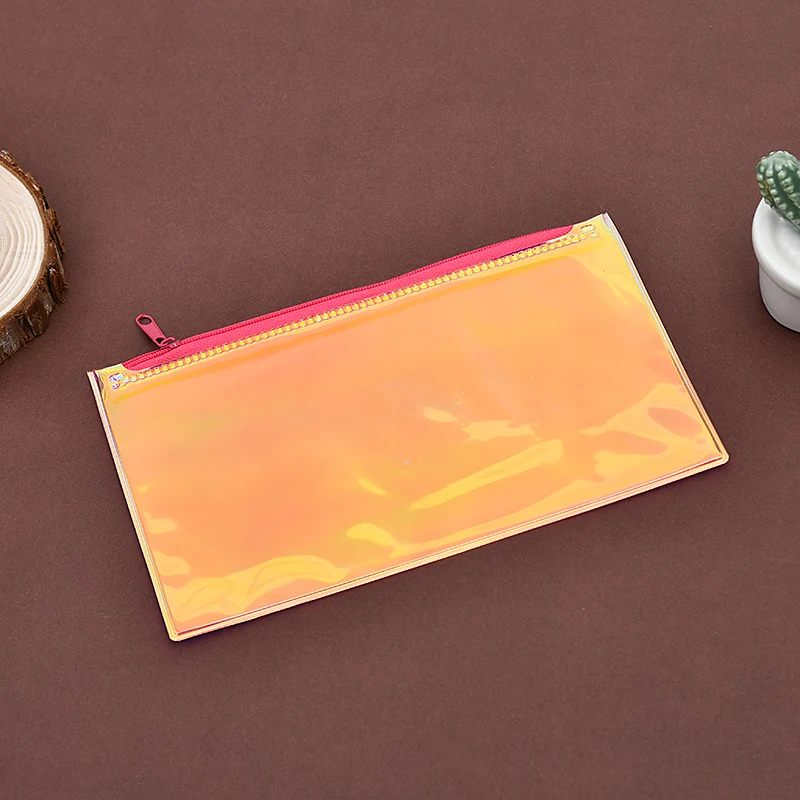 Pearlescent Candy Color Pvc Pen Bag Zipper Pencil Case Slider Zipper Plastic Stationer Product