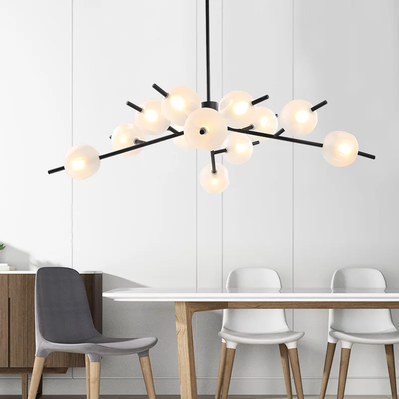 
Postmodern Minimalist Bedroom Lamp Atmosphere Living Room Chandelier Creative Personality Restaurant Magic Bean Hanging Light 