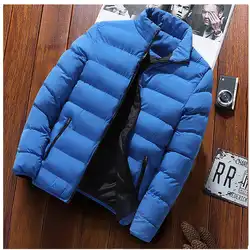 Men Windbreak Thick Warm Jacket Windproof Cotton Padded Zipper Coats Male Stand Collar Puffer Jacket