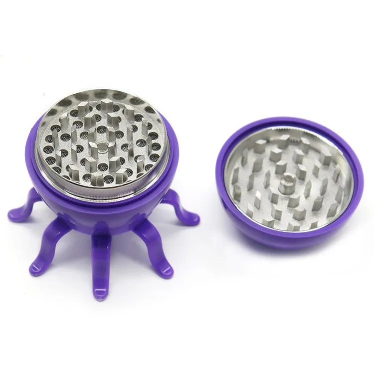Luminous Octopus Tobacco Grinder Creative Cute Zinc Alloy & Plastic LED Herb Crusher for Smoking