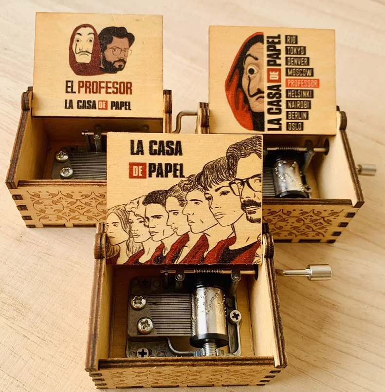 LA CASA DE PAPEL Movie Custom Engrave and Color Printing LOGO Bella Ciao Music Box