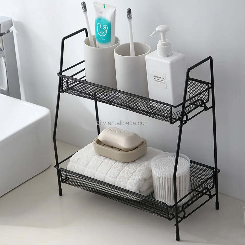 2 Tier Storage Basket,Under Sink Organizer Under Bathroom Sink Storage Organizer Bath Collection Baskets
