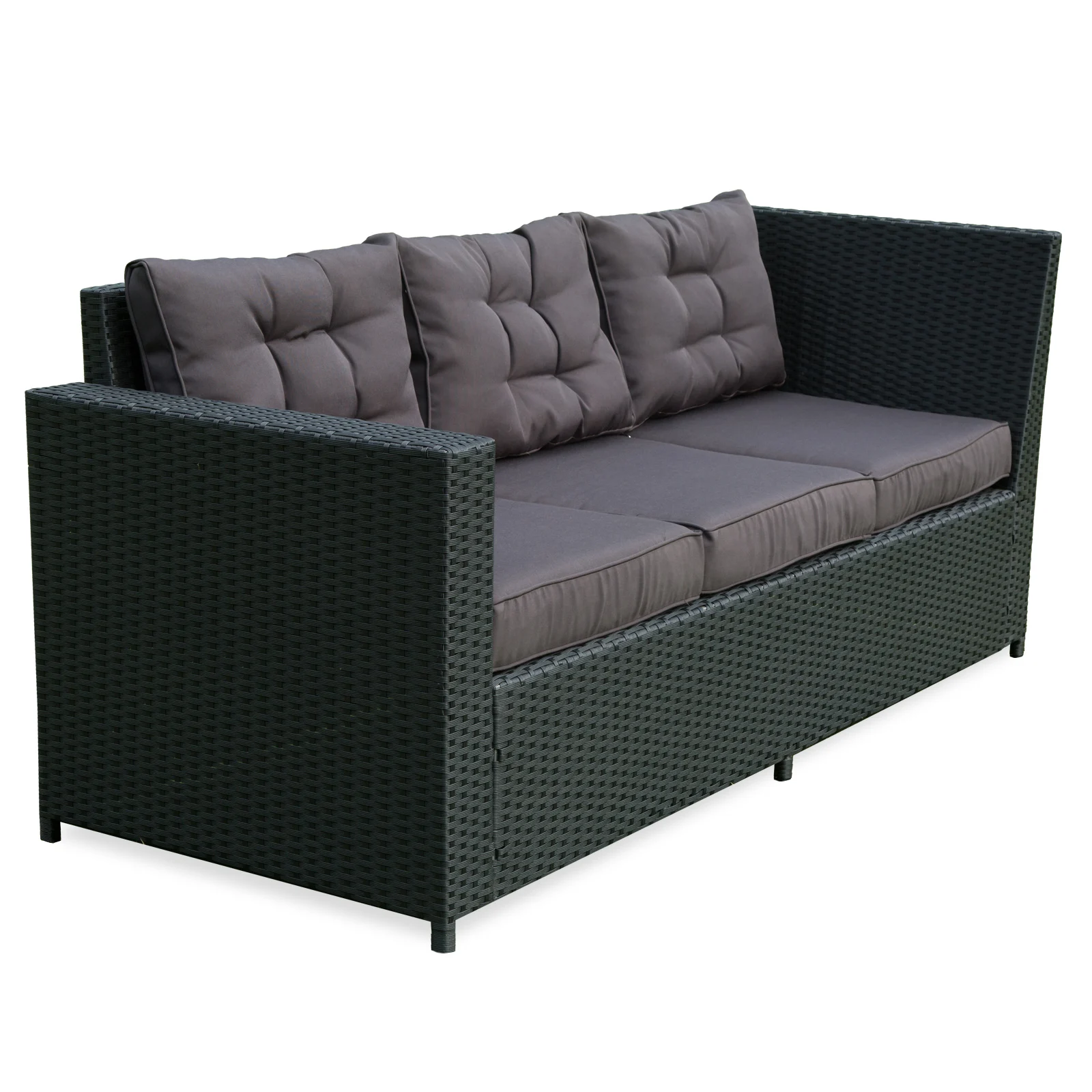 Cheap Luxury Waterproof French Style Outdoor Backyard Pool Lounge Patio Storage Function Ottoman Poly Rattan Sofa Set Furniture
