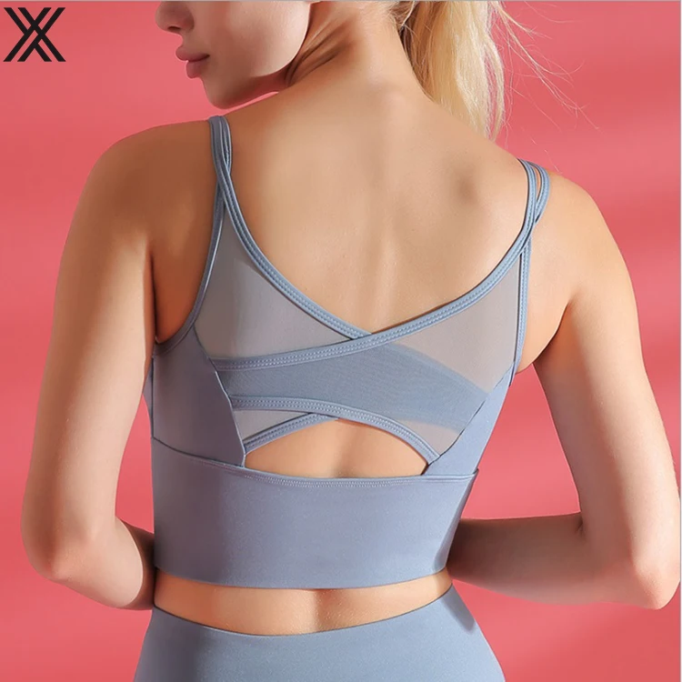 Хорошее качество пикантные сзади для женщин Мода Спорт Фитнес Йога бюстгальтер для фитнеса для занятий спортом сетчатая ткань удобно помещается в корпус
