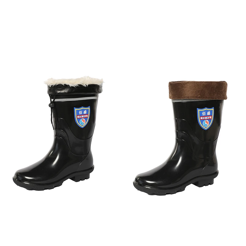 Factory Customized Thickened Warm Cotton Lining Pvc Rain Boots Waterproof Non-Slip Cheap Rain Boots