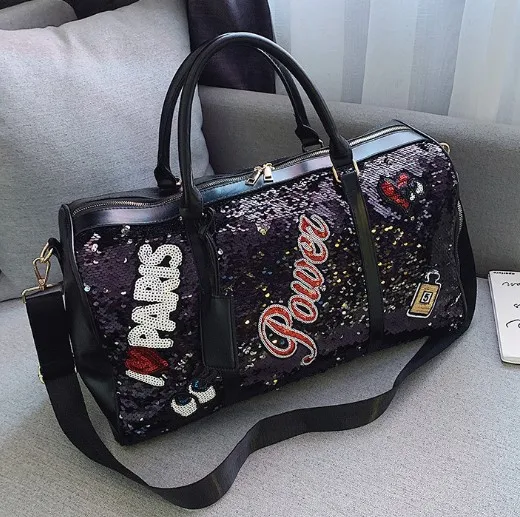 Custom Lightweight Travel Bag Fashion Sequin Duffel Bag Glitter Gym Bag