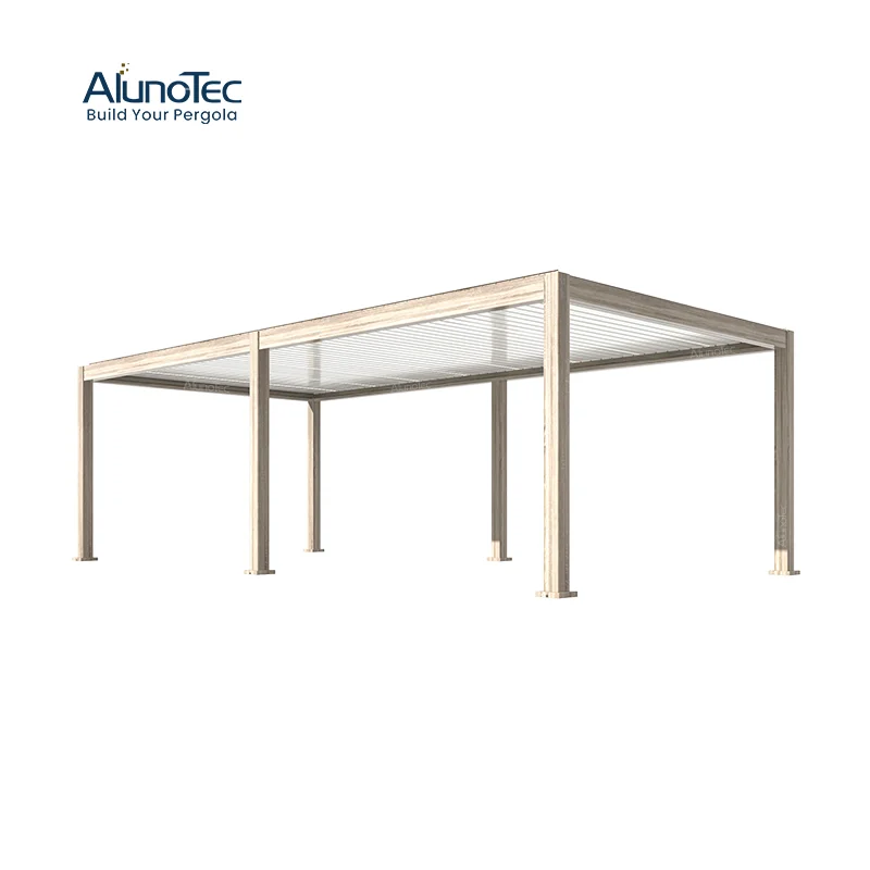 Garden Free Standing Waterproof Motorized Aluminio Louver Pavilion Gazebo Ultraviolet Proof Custom Bioclimatic Aluminium Pergola