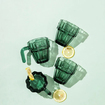 Nordic Style 4PCS Fairy Palm Glass Water Cup Heat-resistant Tea Set Household Glass Water Cup