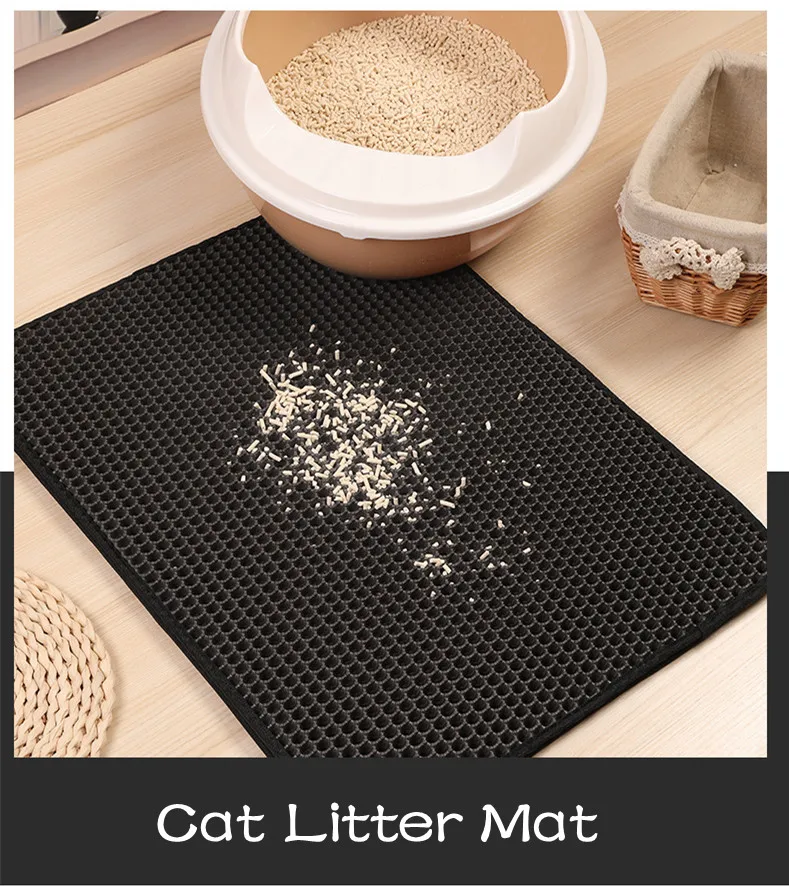 Custom Large Waterproof Washable Double Layer Microfiber Pet Cat Litter Catcher Pads Mat