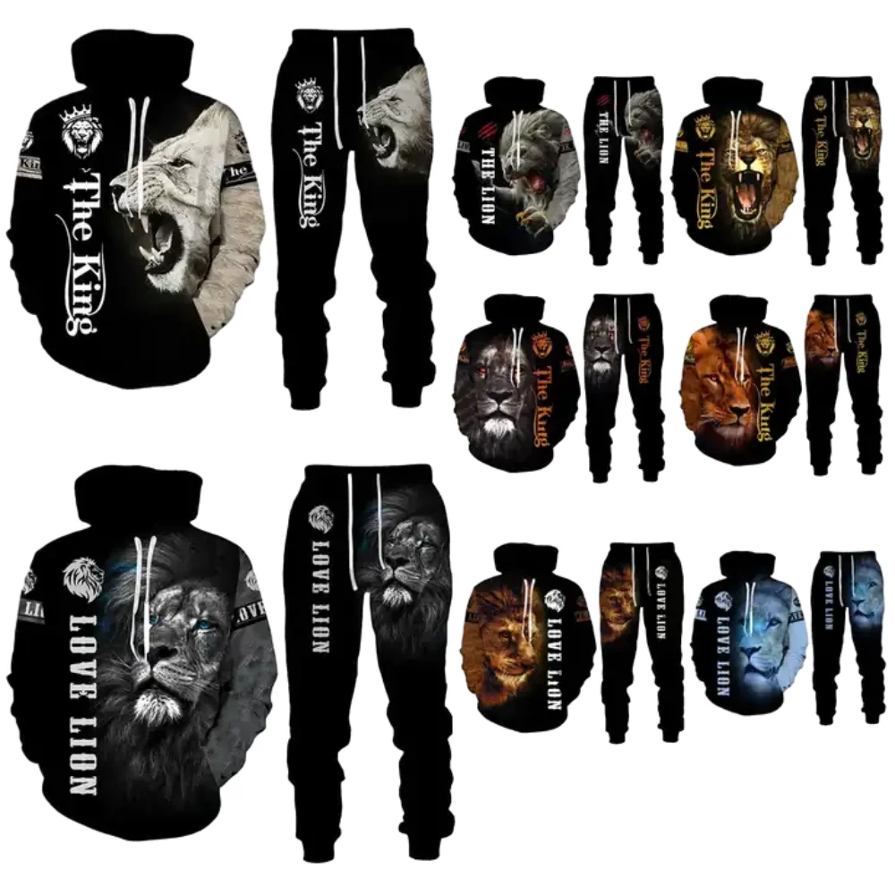 Custom Sweatshirts Tracksuit Set Unisex 3D Animal Printed Hoddies Streetwear Hoodie And Sweatpants Print On Demand