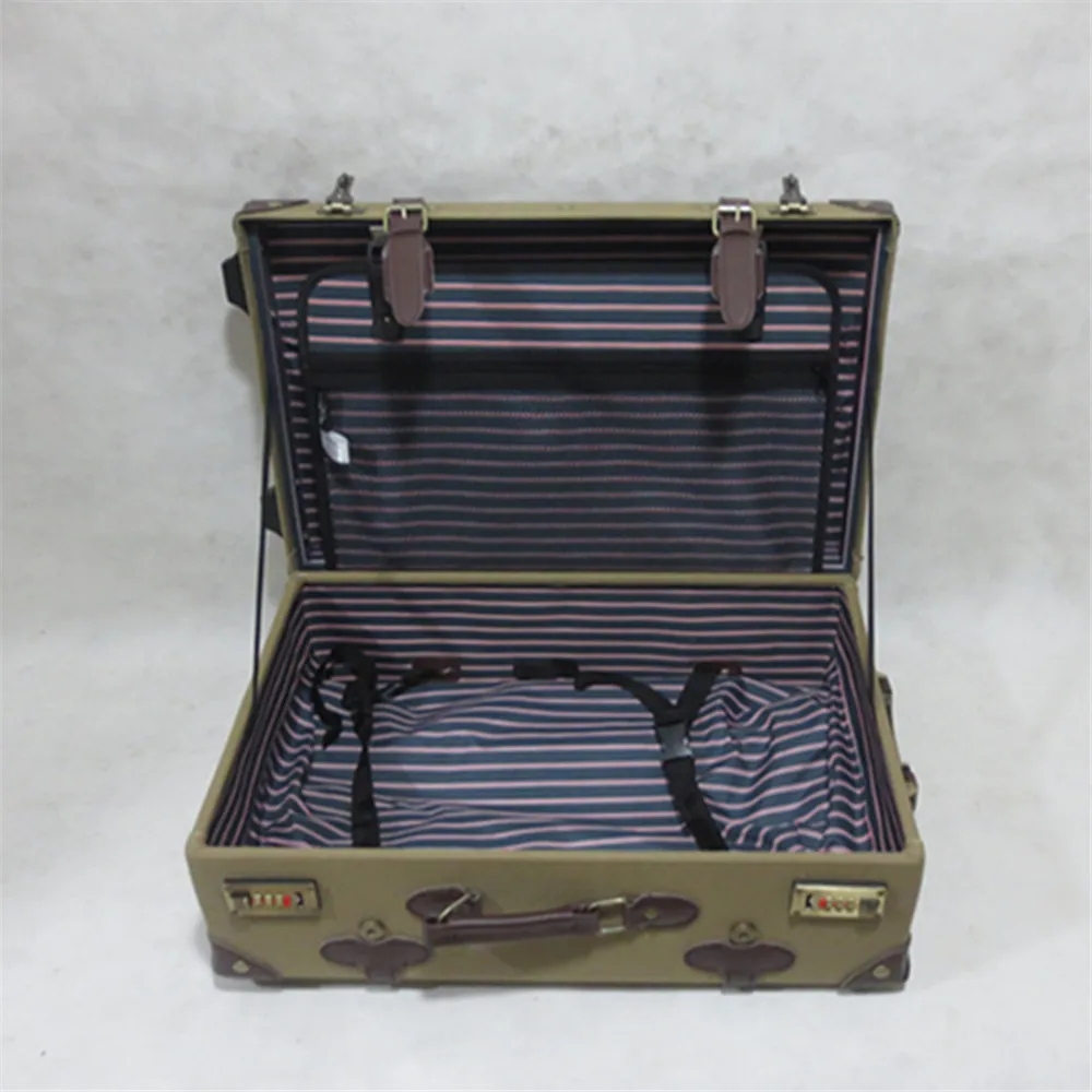 New design canvas material vintage style rolling luggage set bagage trolley luggage case