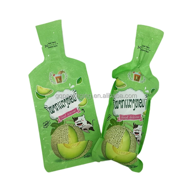 Liquid Milk Shape PET PE Fruit Special-shaped Injection Bag For Juice Beverage Custom Printed Packaging Bag Injection Pouch