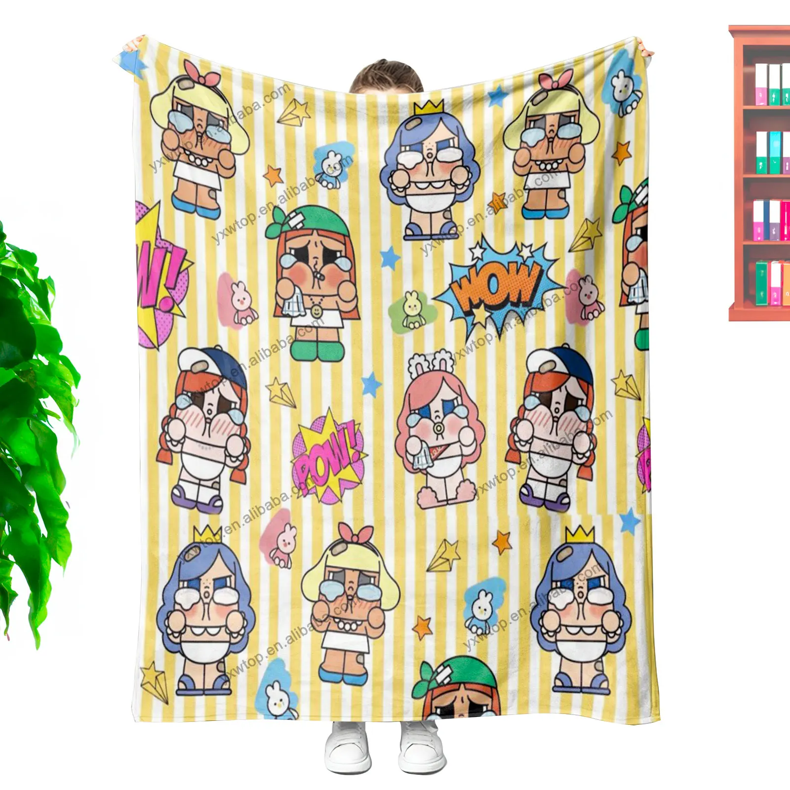 New custom Printed  Little Monster Labubu Cartoon animal Nap Comfortable flannel throw blanket for for Heat Press Baby