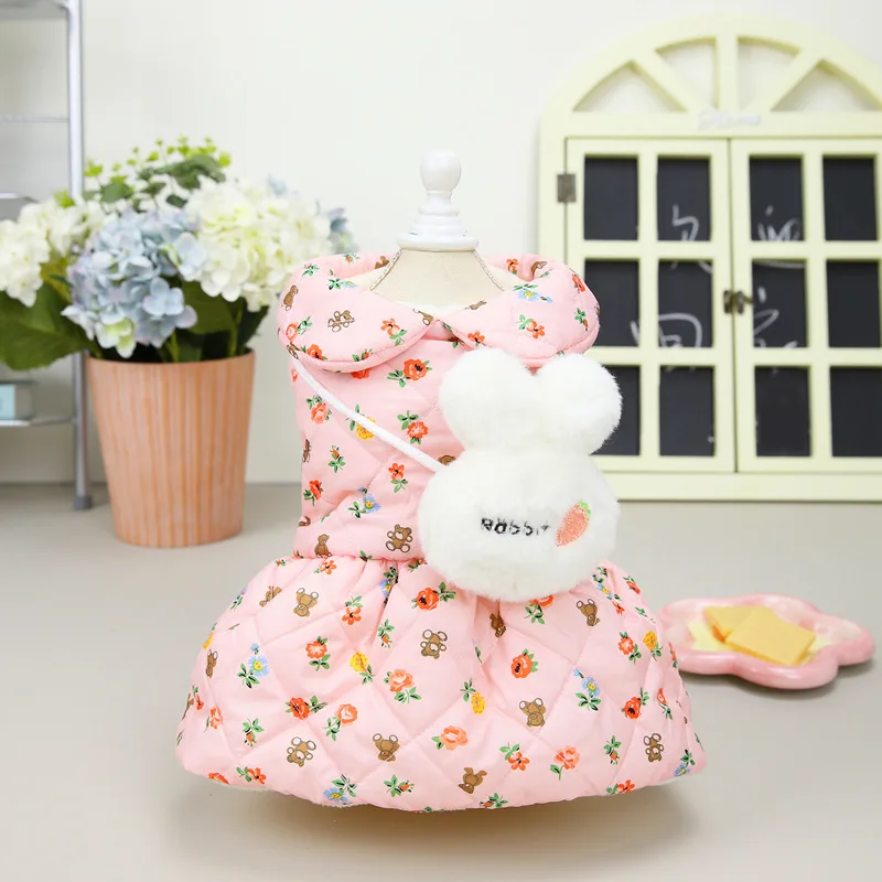 Luxury Pet Clothes Plus Velvet Princess Dog Dress Keeping-warm Winter Good quality Clothes