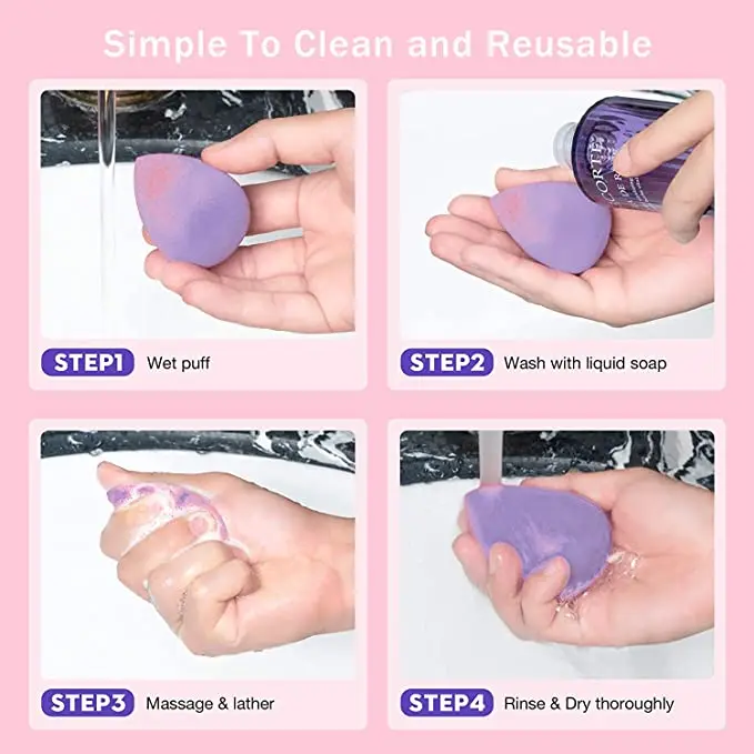 Wholesale Hydrophilic Polyurethane Cosmetic Puff Super Soft Beauty Foundation Makeup Sponge Blender Case 4Pcs/set Makeup Egg