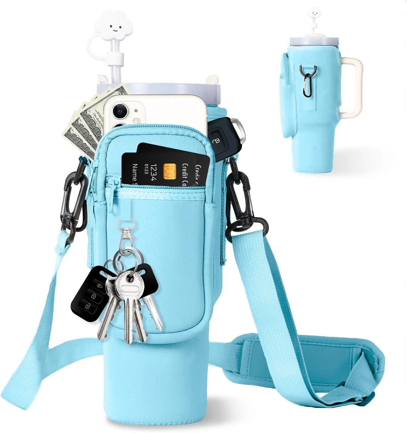 free sample with Phone Pouch with Strap  Cup Bottle Sling Neoprene Water Bottle Holder Water Bottle Carrier Bag