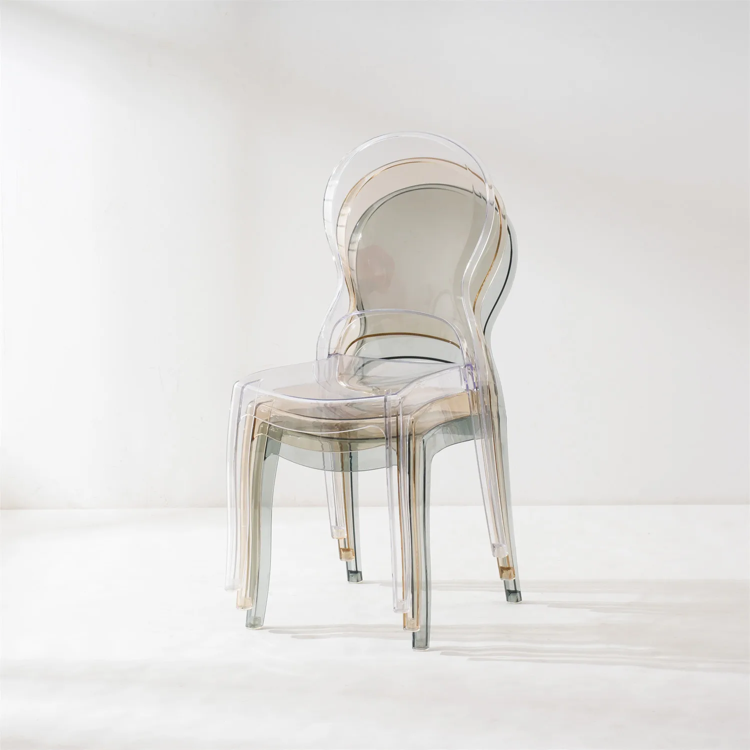 Wholesale Factory Home Furniture Modern Nordic Plastic Resin Stackable PC Dining Acrylic Transparent Chair