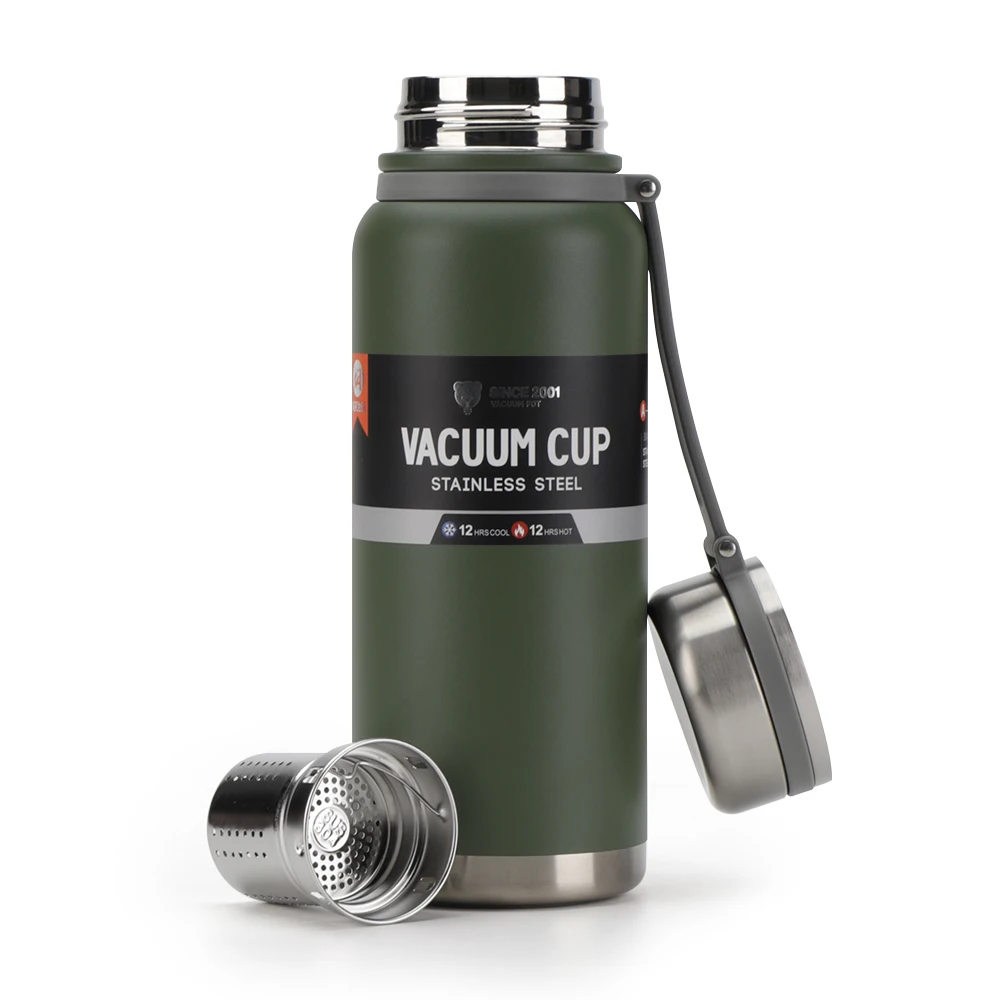 900ml 1100ml Double wall 304 Stainless Steel Portable Vacuum Flasks Adult Sports water Bottle with Handle