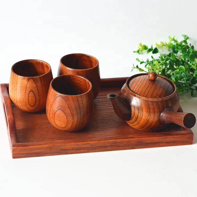 High Quality Handmade Heat-resistant Wooden Coffee Tea Mug Solid Wooden Beer Cup