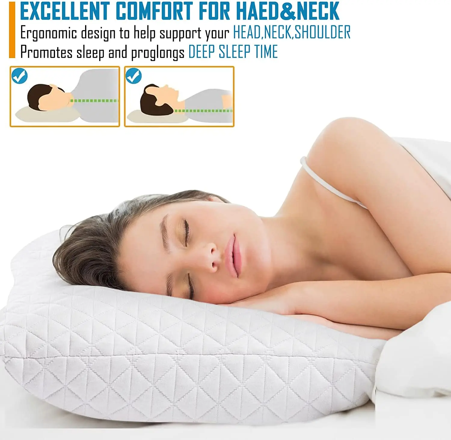 Sleep Aid Skin-Friendly Comfort Bamboo Cover Memory Foam Pillow For Sleeping