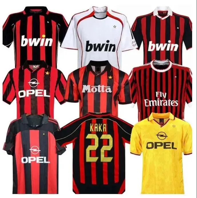 1990 Классическая футболка с длинным рукавом 2000 2006 2007 09 10 12 14 Милан