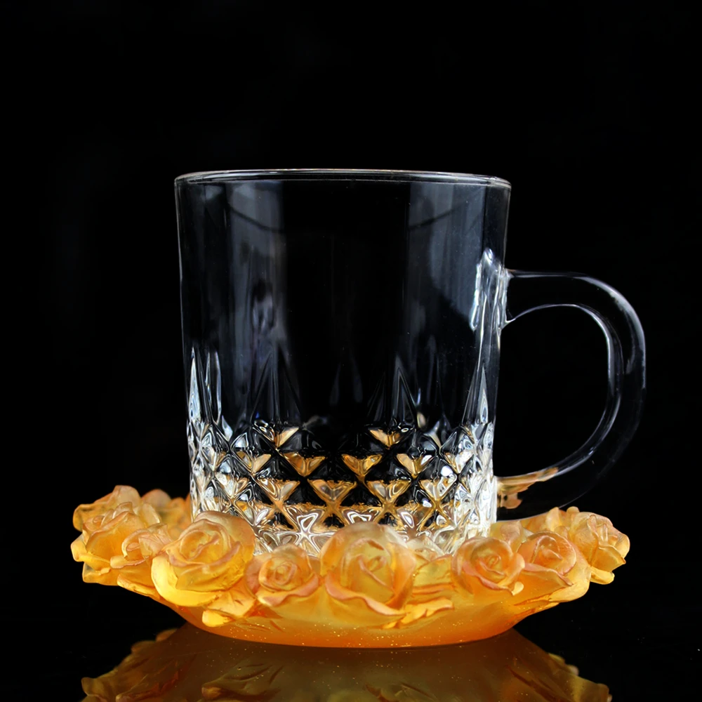 Хит продаж стеклянная Хрустальная кофейная чайная чашка настольная столешница офисное украшение для дома роза оптовая продажа OEM ODM новый стиль на