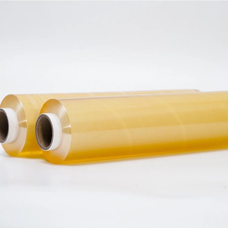OEM Food Grade PVC Cling Film Wrap Stretch Jumbo Roll 8-15mic 30-50cm Width Custom Size Meat Packing Fresh Film Logo Printing