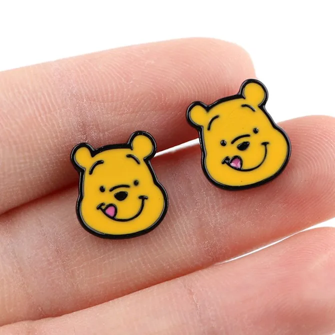 ODM cartoon bulk metal teddy bear 100 pairs stud soft enamel anime cartoon enamel earrings