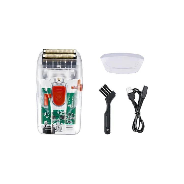 Kemei KM-NG987 Electric shaver transparent body reciprocating dual blade USB electric shaver wholesale