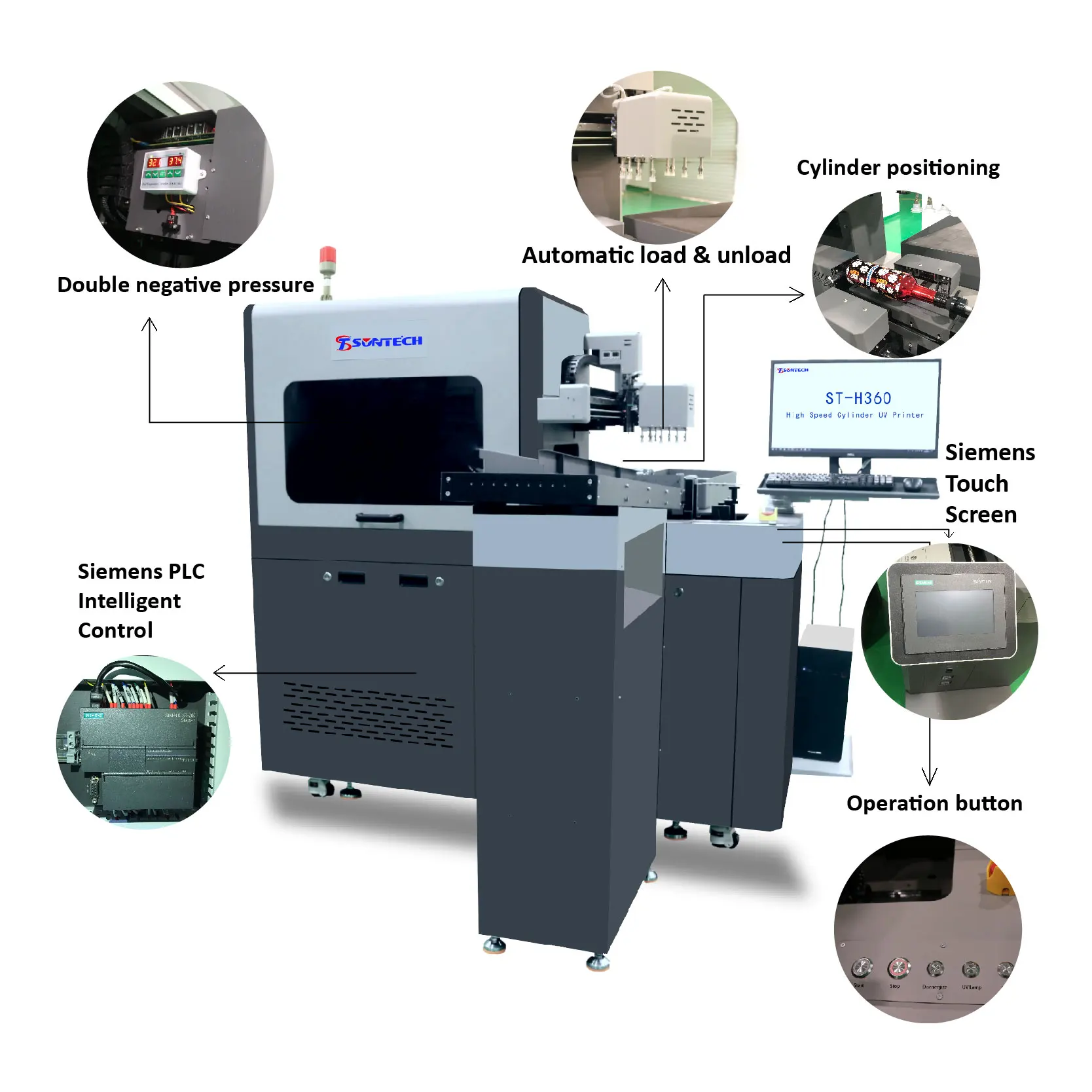 Suntech Digital Inkjet Cylindrical Uv Printer For  Glassware Aluminum Cans And Spirit Bottle Printing Machine