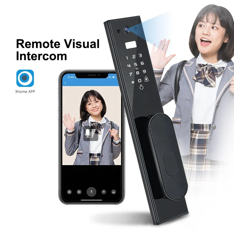 2022 smart wifi fully automatic Xhome smart locks password finger recognition smart lock with Video intercom