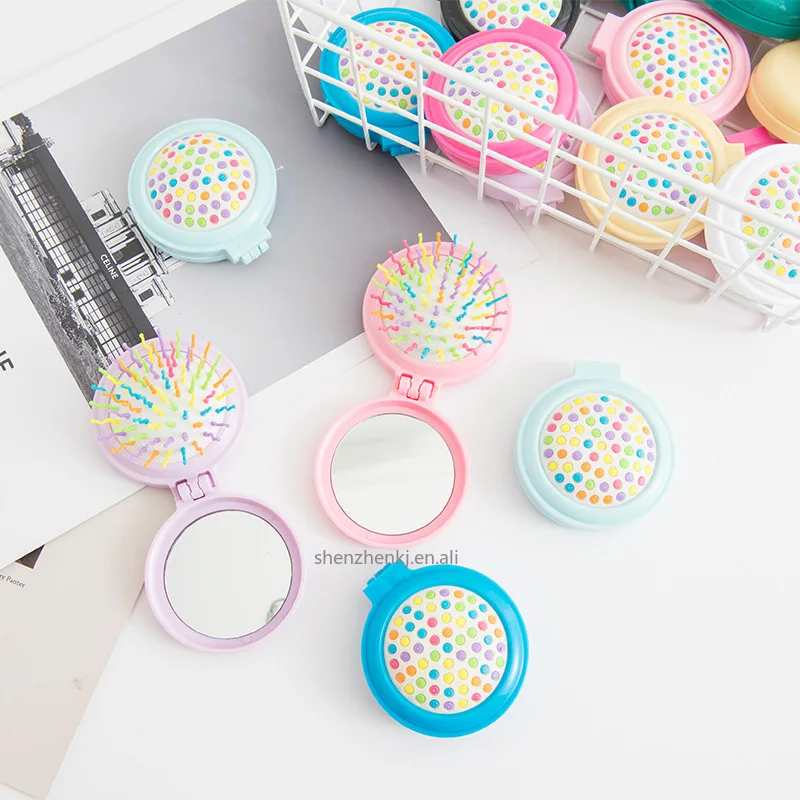 Mini Folding Comb Airbag Massage Portable Travel Mirror Comb Hair Brush Makeup Tool Hairbrush Antistatic Hair Accessories