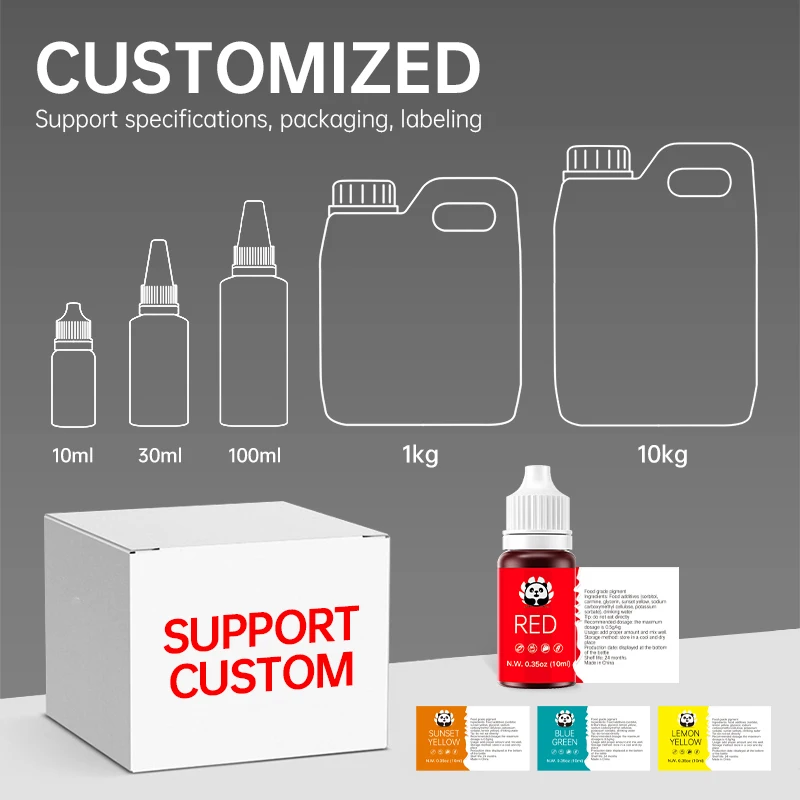 Chromapanda Safety Food Additives10ml Liquid Food Grade Pigment For Colorful And Delicious Ice Cream Customized 25colors