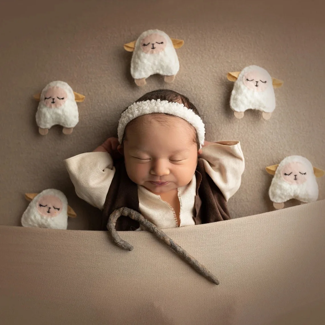 Newborn photography props stars moon balloon shape Christmas combination wool felt