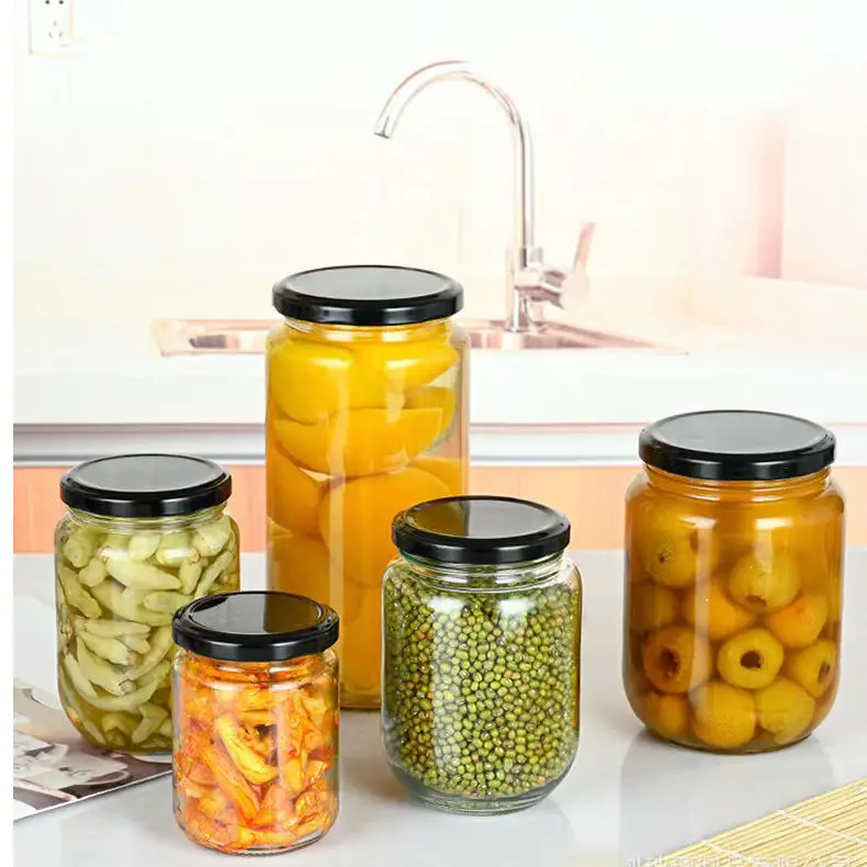 Прозрачная круглая стеклянная банка для хранения варенья 25-1000 мл