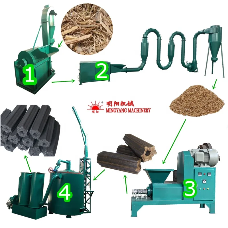 Agricultural Small Wood Waste Sawdust Tobacco Biomass Briquette Charcoal Making Machine