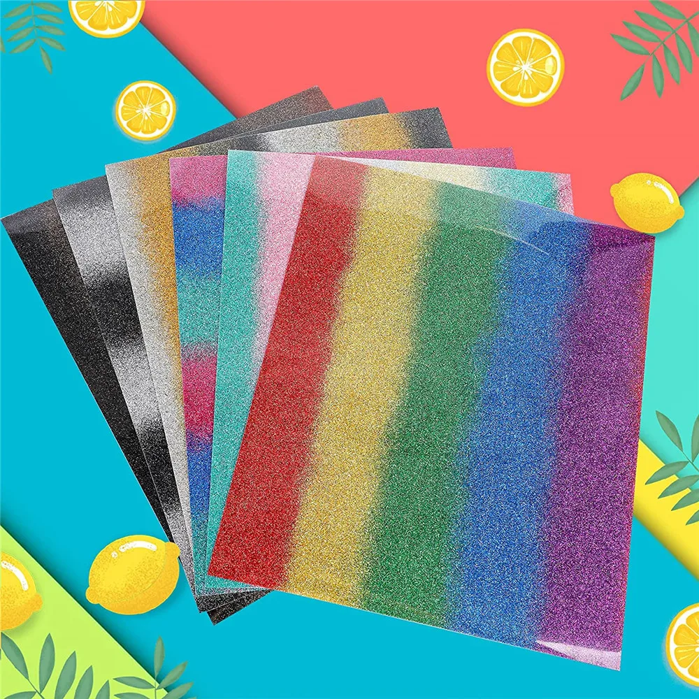 Free Sample Hot Sale HTV Roll Korea Multi Color Strip Glitter Heat Transfer Vinyl Roll