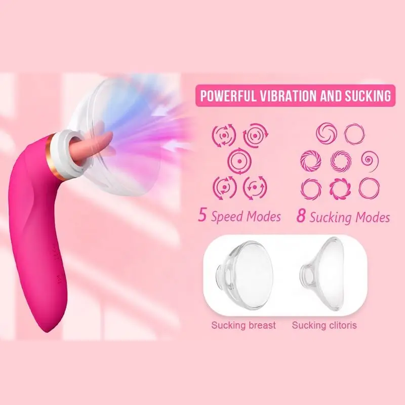 Best Selling USB Rechargeable Clitoris Nipples Suction Stimulator Clitoral Sucking Tongue Vibrator With Cover