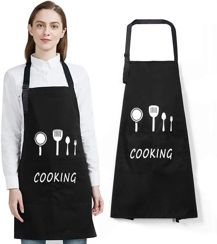 Рекламные высококачественные тканевые фартуки шеф-повара с напечатанным логотипом на заказ, водонепроницаемые хлопковые фартуки с логотипом