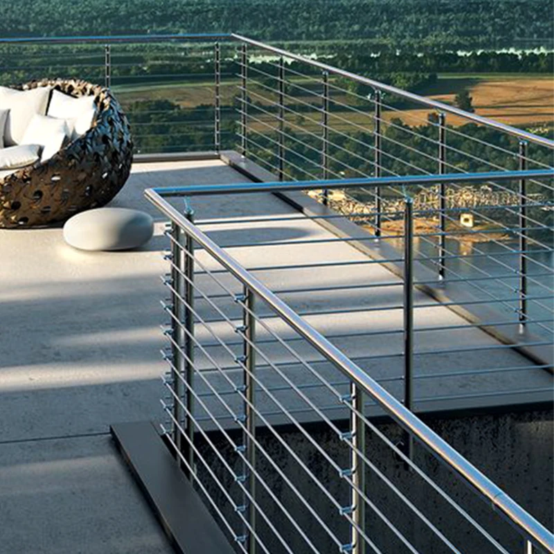 Hot Sale Stainless Steel Cable Post Balcony Wrought Iron Balustrade Wire Cable Side Mount Deck Railing