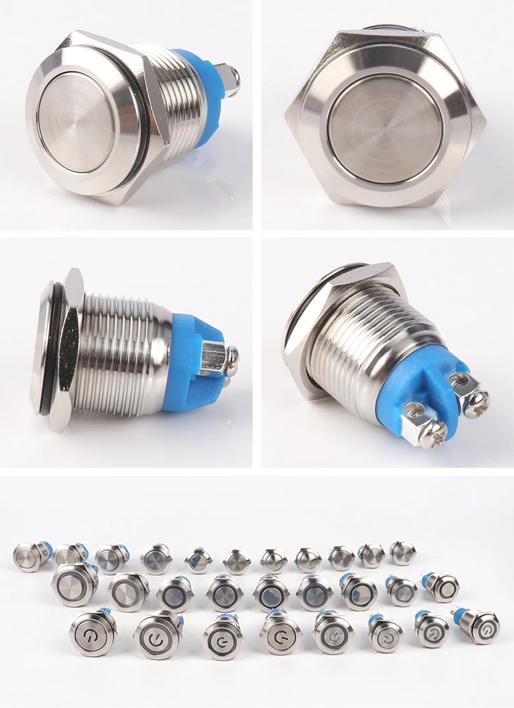 Hot Selling 16mm 16mm Normally Open 1no Metal 16mm Push Button Momentary