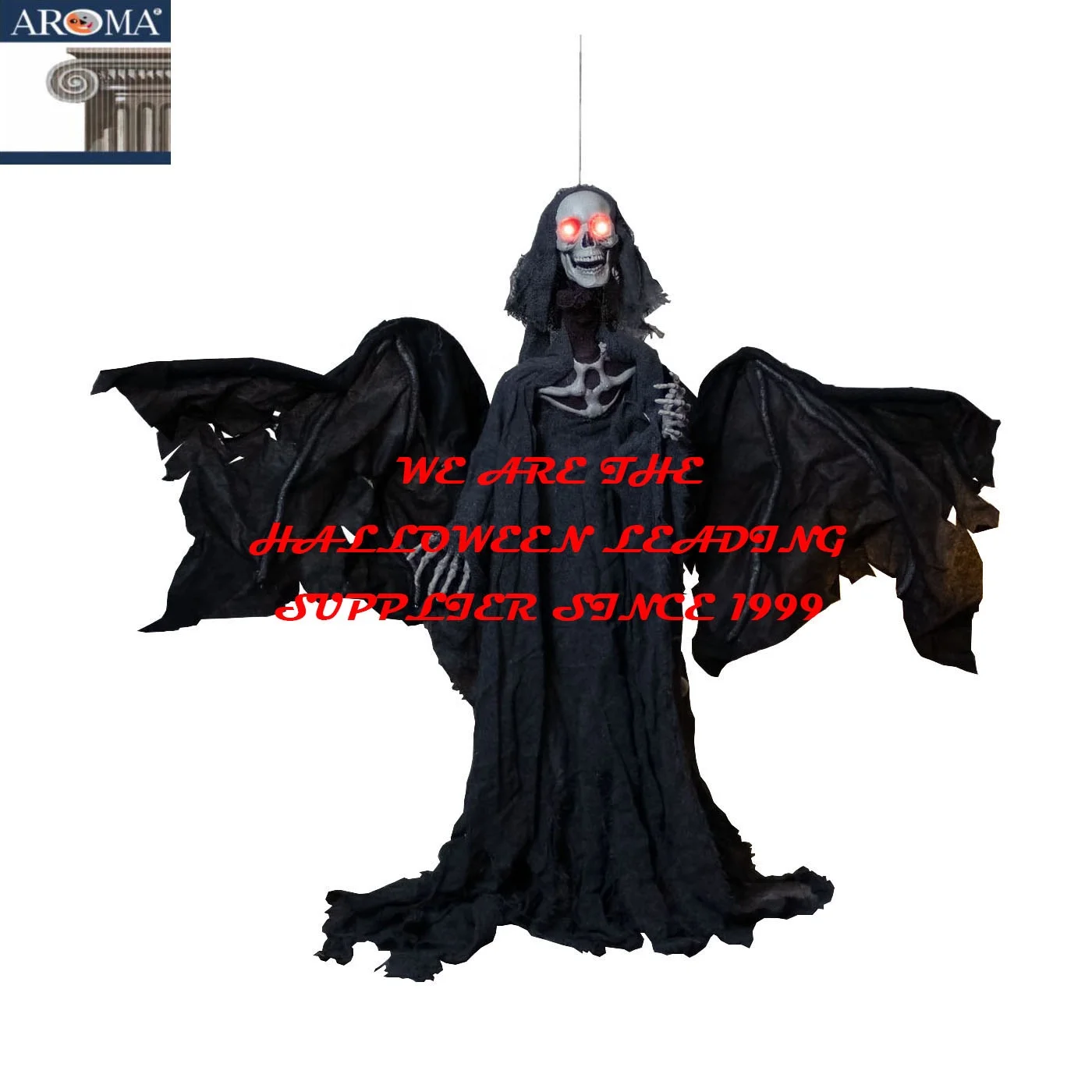 Halloween Decoration Hanging Animated Reaper with wings Black Scary Haunted House Props Halloween Party Decor