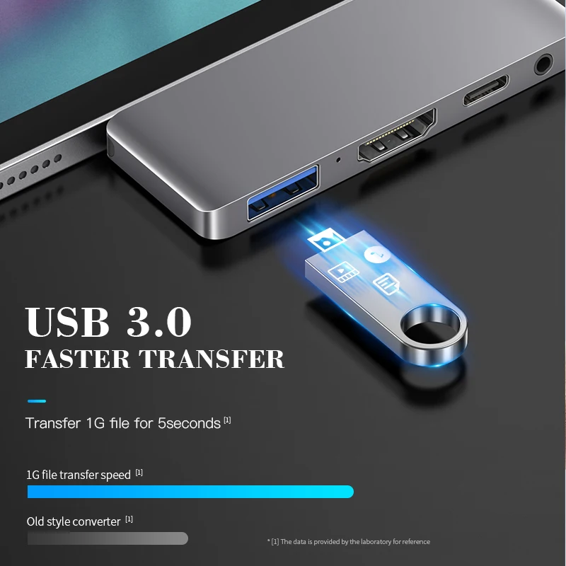 
Beeste quality type-c PD port 3.5mm audio docking Station 4 port usb c hub 3.0 usb hub adapter 