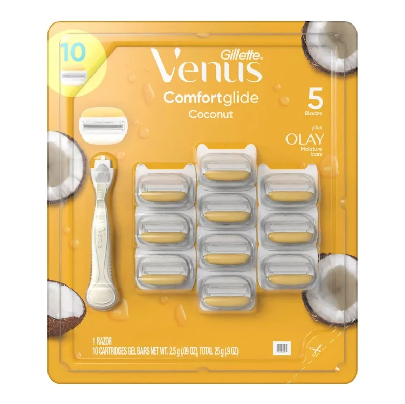 
 Женская бритва Gillette Venus Comfort Glide Plus Кокосовая с 10 сменными бритвенными станками  
