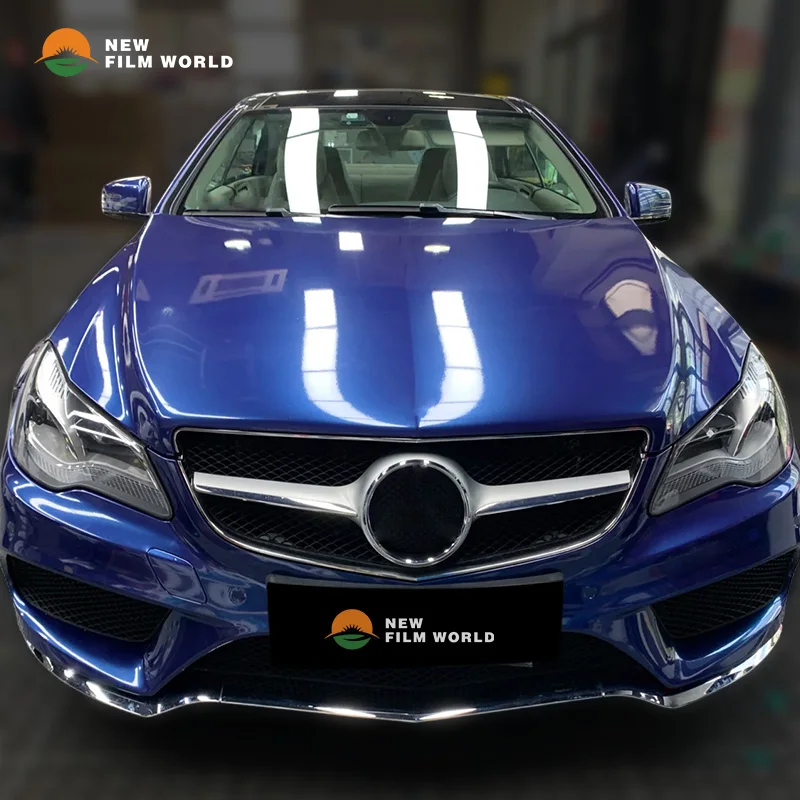 PET Gloss Metallic Dark Blue Car Wrap Film car wrapping film vinyl Stickers High Glossy car wrap vinyl film