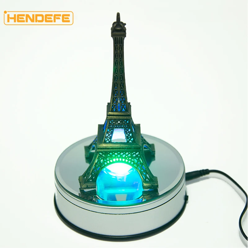 video 12cm LED Color  Showcase mirr photography stand video turntable electric rotating forJewelry Display Stand