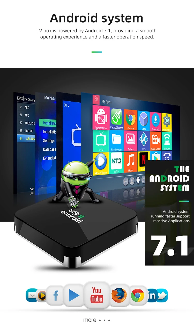 Junuo factory custom 4k Hybrid S905D Quad Core isdb-t combo android smart tv box 2020