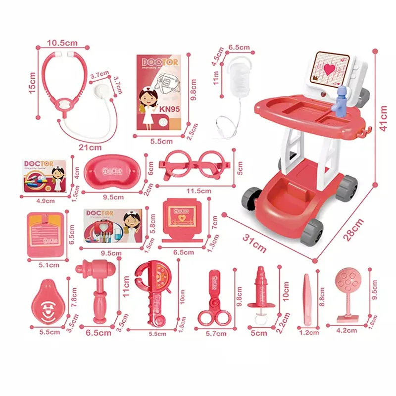 Medical trolley toy set educational pretend play simulated little doctor fun doctor set kids toy with music and light