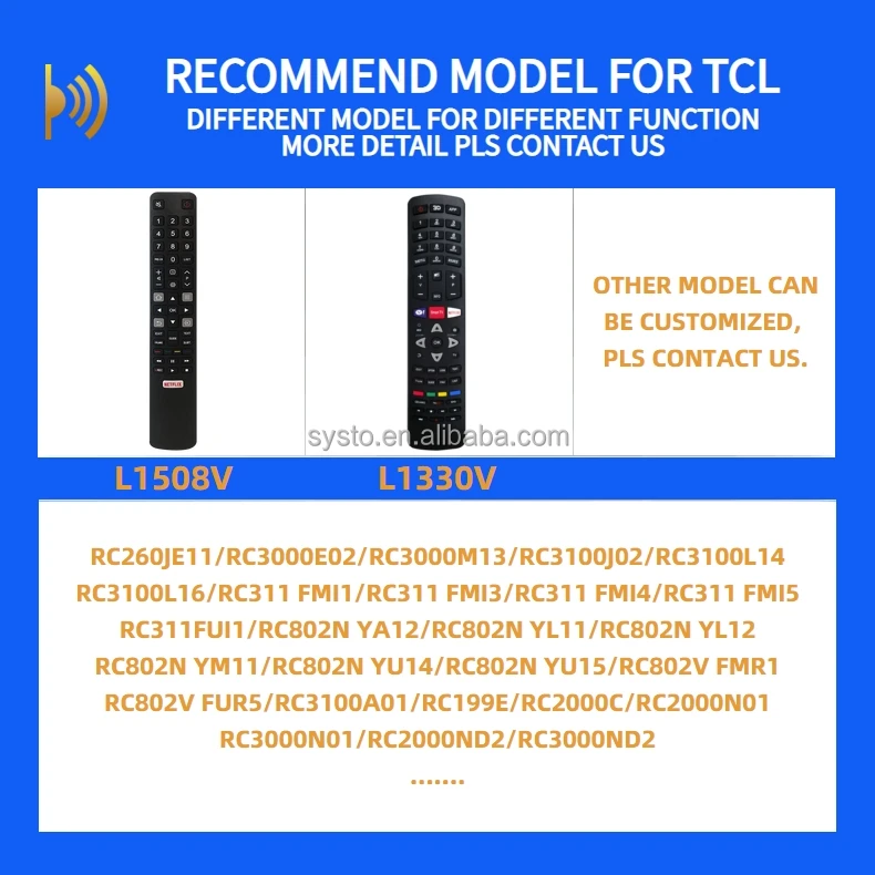 SYSTO L1508V Replacement IR TV Remote Control RC802V FMR1 FNR1 FUR6 Voice Remote Control For Android 4K Smart TV Netflix YouTube