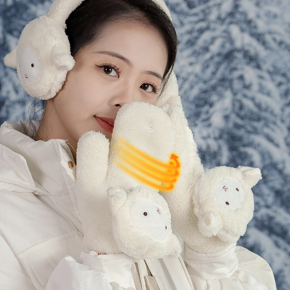 Portable Sublimation Cute Reusable Knitted Keyboard Hand Heater Warmer Muff Rechargeable Battery Bank Heated Gloves For Kids